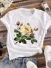 (Азиатский размер) Одежда милая цветочная милая повседневная цветочная модная футболка с коротким рукавом женская футболка с принтом женская графическая футболка