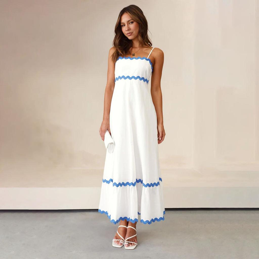 Летний стиль, сплошной цвет, кружево, элегантное платье с лямкой на шее, большие качели, платья