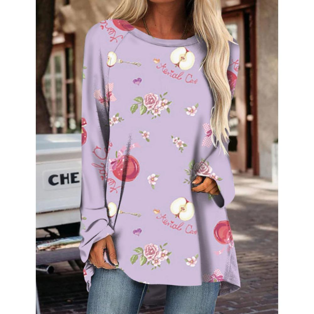 Женская футболка с длинным рукавом, новый топ с принтом, модная новая одежда на осень и зиму, свободная версия большого размера с длинным рукавом