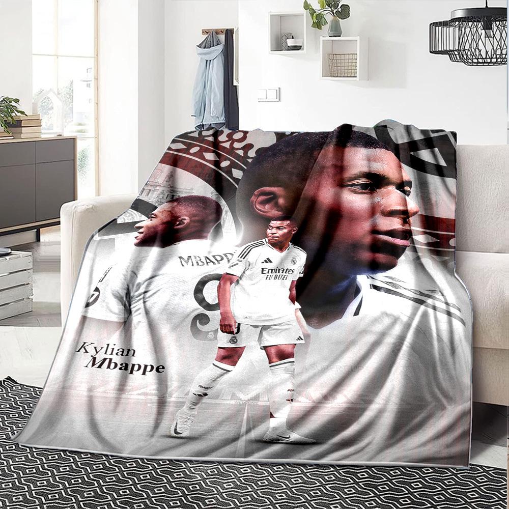 Star Player Kylian Mbappé Blanket Soft Warm Cozy Great for Sofa Office Chair Picnics for All Seasons Playful Design