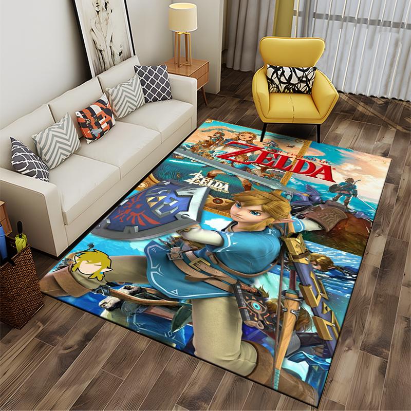 The Legend of Zelda themed rug with vivid art Non-slip rug suitable for living room and bedroom sofas
