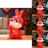 2023 New Year Chinese Style Red Rabbit Mascot Soft Plush Toy Doll Gift