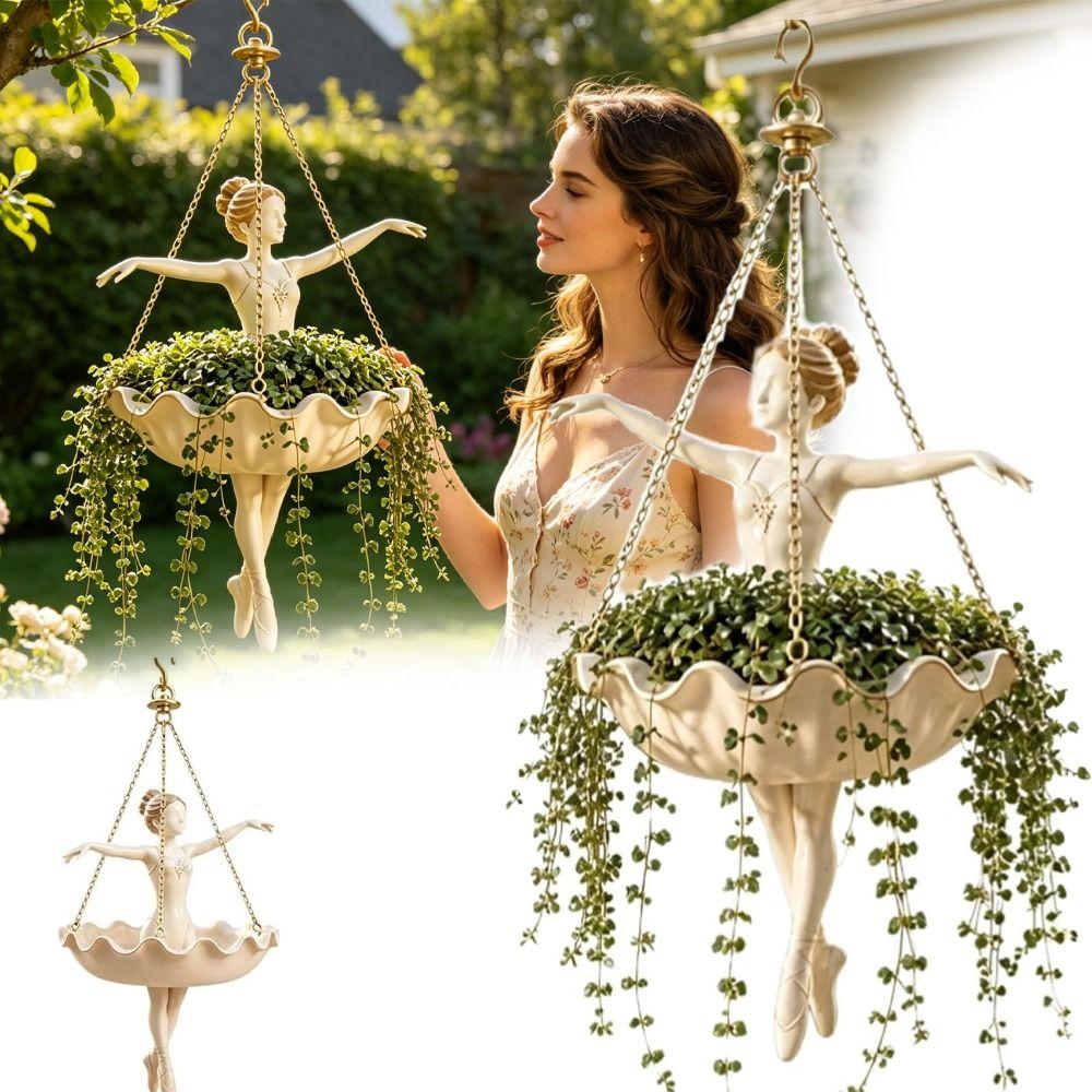 Hanging Ballet Dancer Planter Lightweight Plant Holder Gifts Hanging Flower Pot Patio Balcony