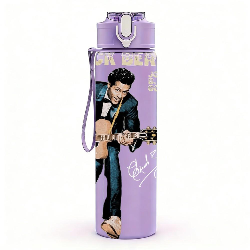 1PC Guitarist Male Art A 750ml sports water bottle leakproof straw lid outdoor office home