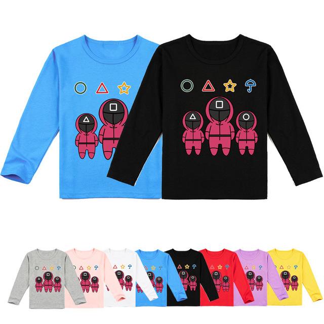 Футболка с длинными рукавами и 3D-принтом «Кальмар», игровое изображение, унисекс, Y446