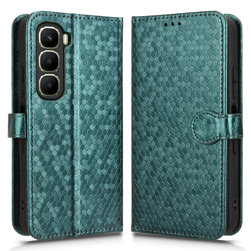 For Infinix Hot 60i 4G/Hot 60 5G Wallet Case Dot Pattern Imprint PU Leather Phone Cover with Wrist Strap