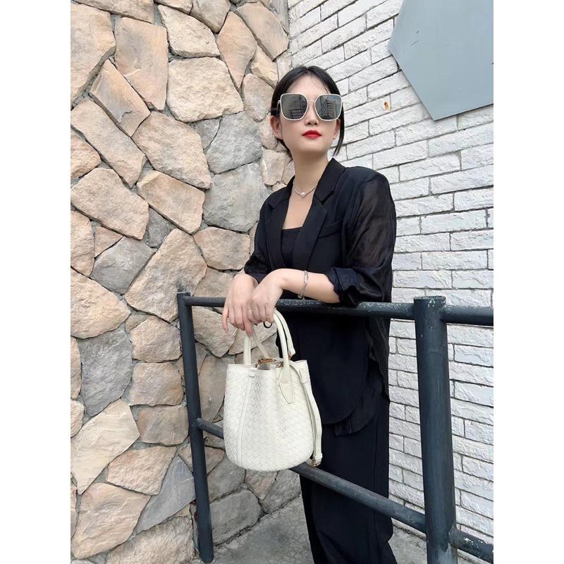 Новая плетеная сумка-ведро кожаная женская модная портативная сумка-мессенджер детская и мамина сумка нишевый дизайн портативная