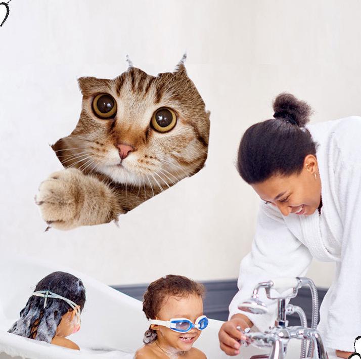 Креативные 3D кошки на стену и случайные наклейки для холодильника, блокнота, туалета - Горячая распродажа