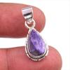 Подвеска из натурального драгоценного камня чароит, ручная работа, из стерлингового серебра 925 пробы, 1,25'' k0L17
