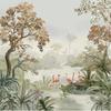 Nordic Wallpaper Tropical Forest Flamingos Mural Гостиная Спальня Диван Фон Фреска Домашний Декор