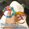 Stylish Round Oversized Reading Glasses Unique Frames Unisex Fashion Hd Blue Light Protection Hyperopia Glasses +3.0+3.5+4.0