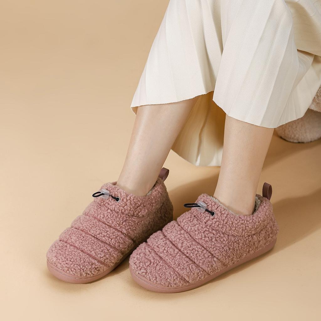 Мода 2024 года, новые осенне-зимние домашние хлопковые туфли, толстые теплые домашние нескользящие плюс бархатные уличные хлопковые тапочки