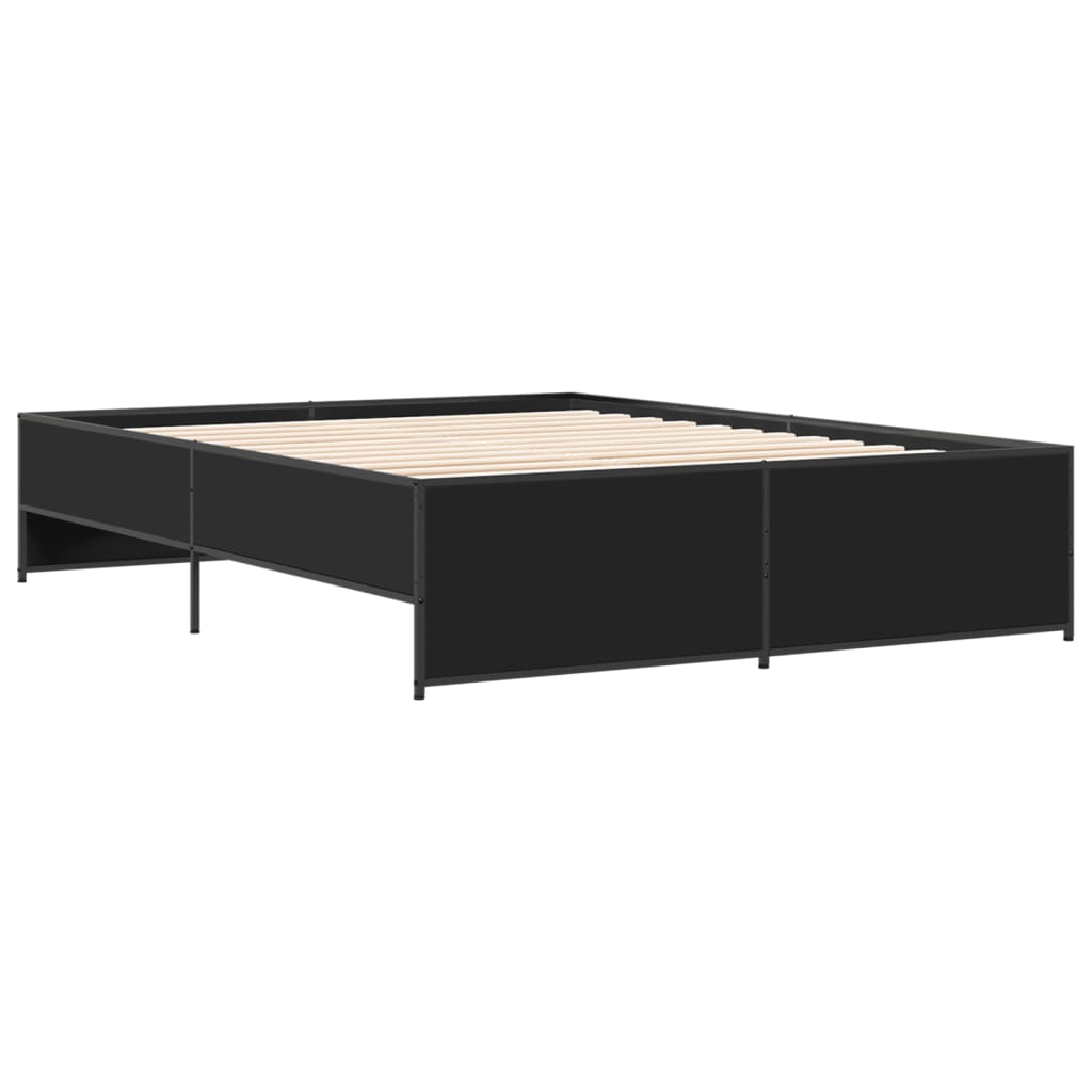 Bed Frame Black 160 x 200 cm Particleboard and Metal