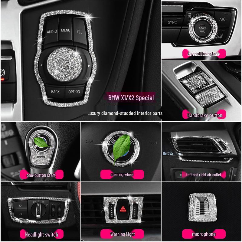 Наклейки с декоративной инкрустацией бриллиантами для модификации интерьера BMW для 16-20 X1 Стеклоподъемники (Передний задний)
