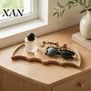 Festive Party Supplies Bat-Shaped Wooden Serving Tray, Halloween Theme Snack Dessert Platter, Occult Ornaments Decorative Storage Plate for