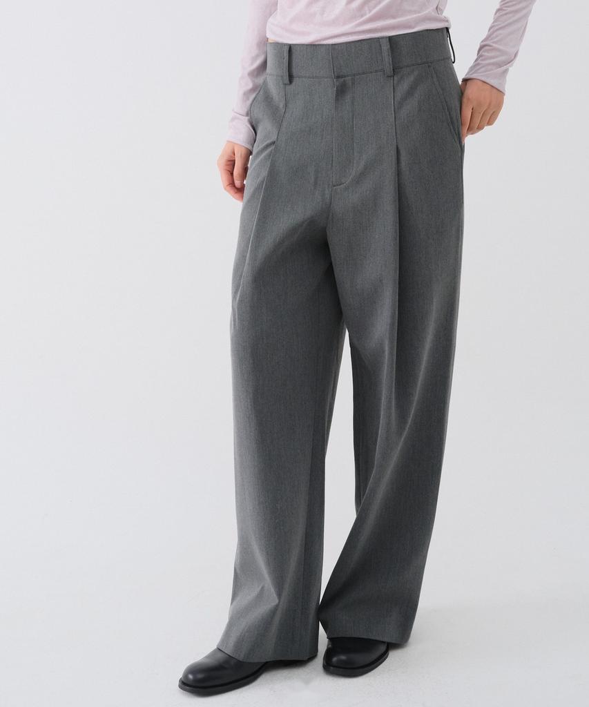 CENTAUR.KR Wool Pintuck Wide Slacks_Charcoal