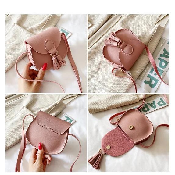 Coin Purse Cute Girls Baby Tassel Crossbody Bags PU Leather Children Small Shoulder Bag