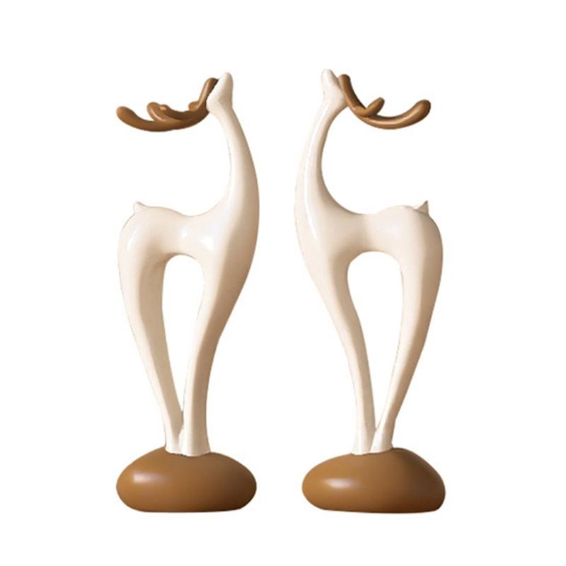 Фигурки оленей из смолы с вазой для цветов, статуэтка маленького животного, скульптура, настольное украшение для декора дома, подарок на новоселье