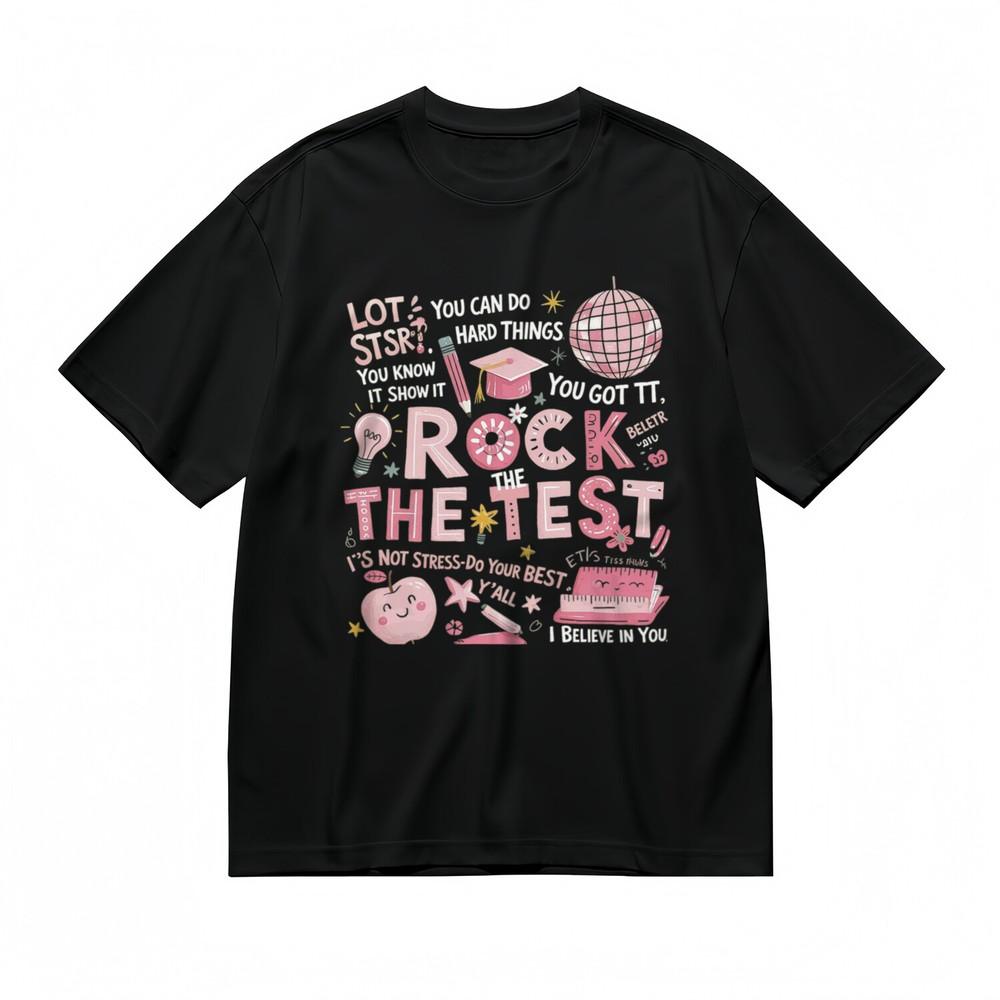 Women's Fashion Classic T-Shirt Rock the Test With Pencil Cap Design Tee