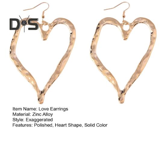 1 Pair Love Earrings Retro Exaggerated Style Polished Zinc Alloy Hook Earrings Party Club Cosplay Hanging Earrings Ear Jewelry