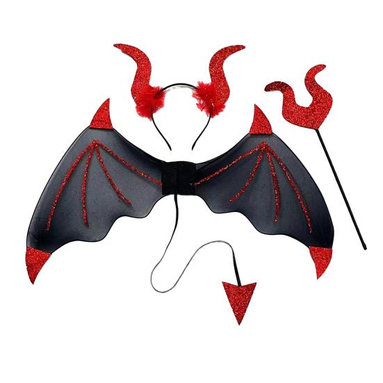 3 шт./компл. обруч для волос с крыльями дьявола, трезубец, вилка, демон, ролевая игра, повязка на голову, аксессуары для костюма на Хэллоуин