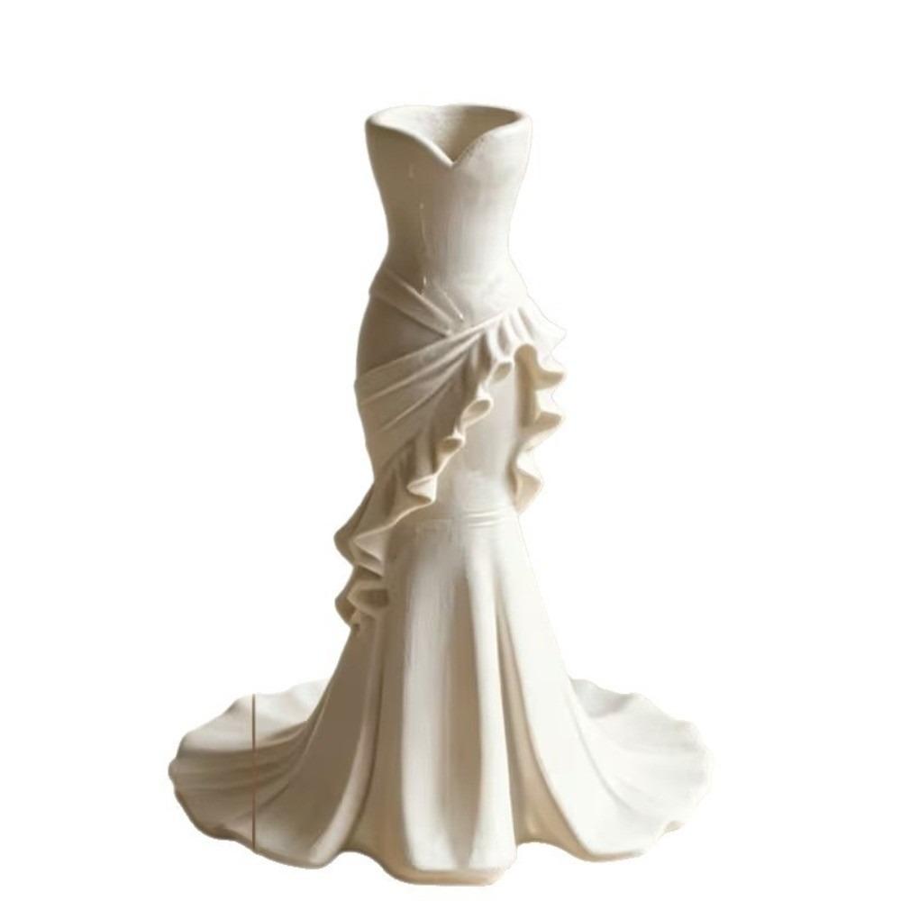 Dress Shape Mermaid Tail Vase 3D Printed Pencil Holder Creative Desktop Ornaments Gift