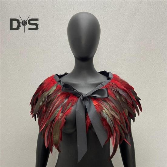 Женская шаль в готическом стиле, перьевая накидка, шарф, наплечная шаль, карнавальный костюм, винтажная шаль ручной работы с регулируемым атласным галстуком