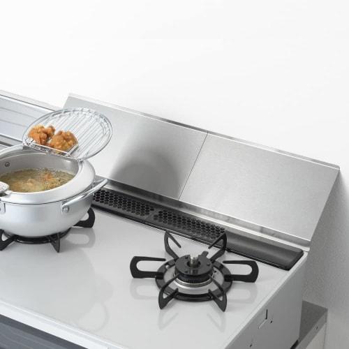 Yoshikawa Gas Stove Exhaust Vent Cover, Oil Splash Guard, 32cm Wide, 17.5cm Deep, Set of 2, Stackable, Silver, Made In Japan, Induction Cooktop Grill