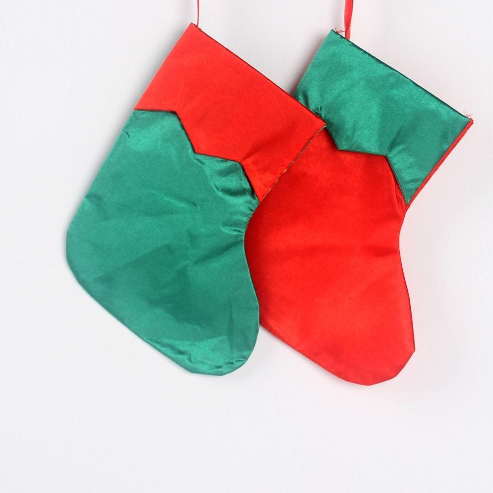 Simple Christmas Socks Red & Green Christmas Stockings Navidad Candy Gift Bags Festive Xmas Tree