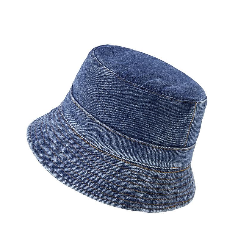 2023 Hight Quality Denim Wash Flat Top Bucket Hats Lady Leisure Sun Cap Man Outdoors Fisherman Hat 56-59cm
