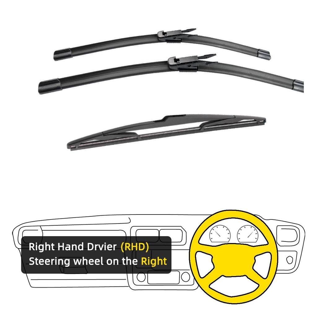 3PCS For Volvo XC90 MK1 2009-2014 24" 22" 14" Front Rear Wiper Blades Windshield Windscreen Window Cutter Accessories 2009 2010 2011 2012 2013 2014