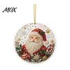 Acrylic Santa Decorations Christmas Hanging Ornament, 2D Flat Double Side Printed Festive Wall Snowman Pendant for Tree Window, Holiday Decor Office