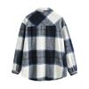 Модная женская повседневная свободная шерстяная плюшевая клетчатая куртка-рубашка с длинными рукавами