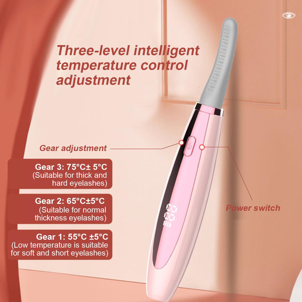 Electric Heated Eyelash Curler USB Rechargeable Eyelashes Curler with 3 Temperature Modes Natural