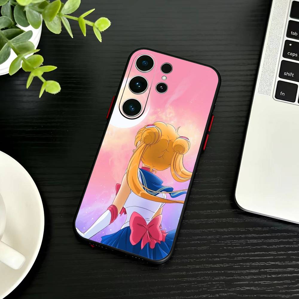 Мультяшный чехол для телефона F-Sailor M-Moons для Samsung S26, S25, S24, S23, S22, S30, S21, Ultra, Plus, FE 5G Черный Мягкий чехол