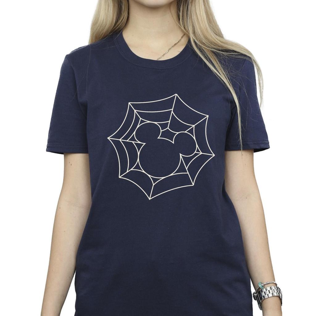 Disney Womens/Ladies Mickey Mouse Spider Web Cotton Boyfriend T-Shirt