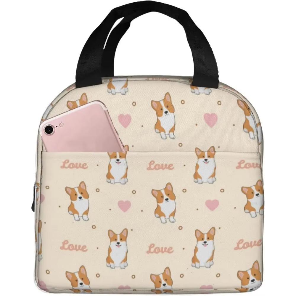 Сумка для ланча Corgis Dog Flower для взрослых, изолированный ланч-бокс с милым рисунком, многоразовая сумка для ланча для учебы, работы, пикника