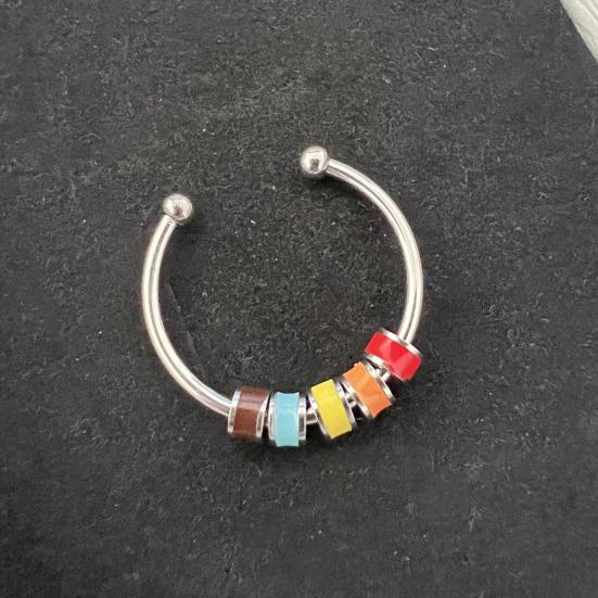 Открытое кольцо, регулируемое тонкое мастерство, облегчение беспокойства, с эмалированной бусиной, украшение для открытия, аксессуар унисекс