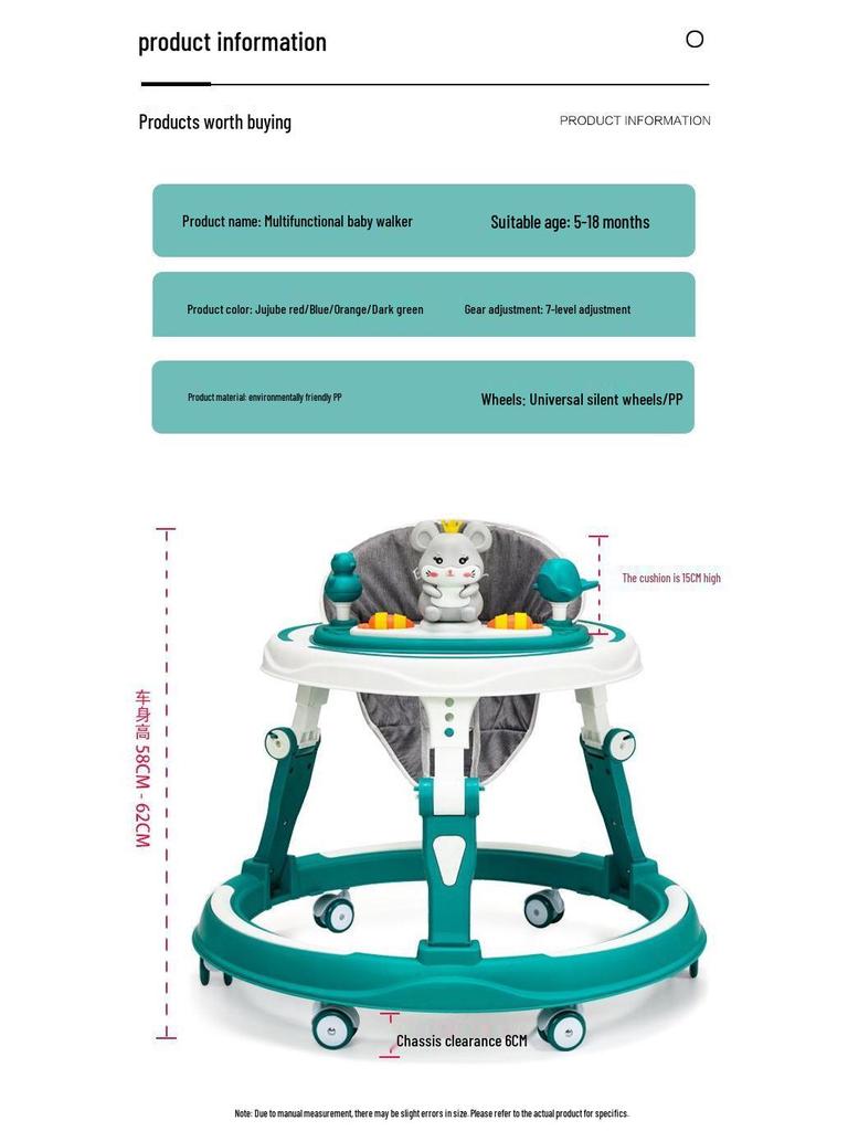 Multifunctional Baby Walker: Anti-Rollover, Anti-O-Leg, Sit-and-Push Learning Trolley