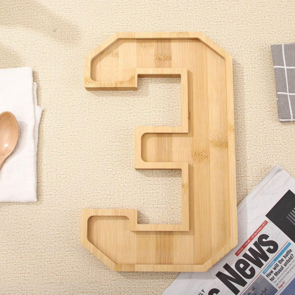 Decorative Wood Number Serving Tray Fillable Number Food Tray  Baby Birthday