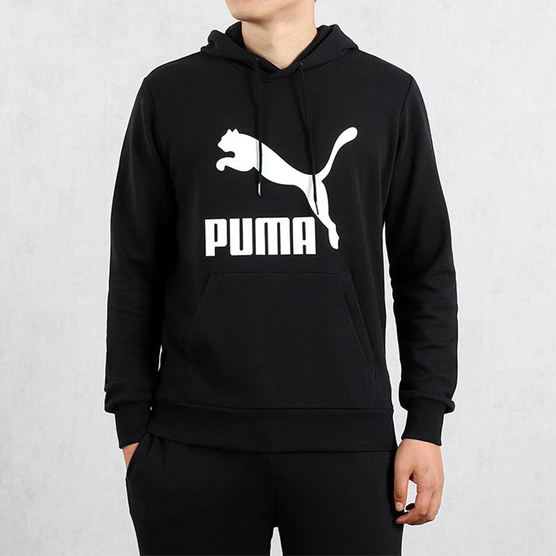 Puma Классические мужские топы с капюшоном и длинным рукавом с принтом и завязками, черные 599300-01