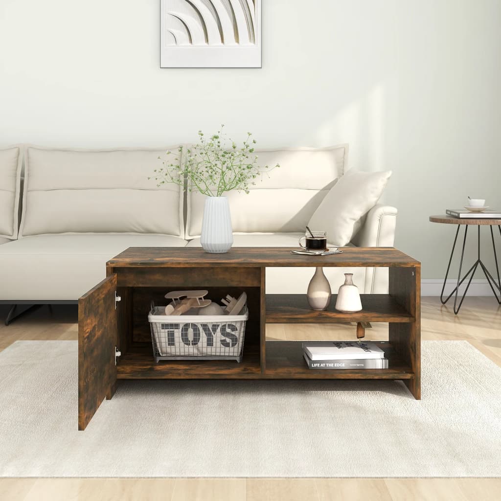 Coffee Table Smoked Oak 102x50x45 cm Particleboard