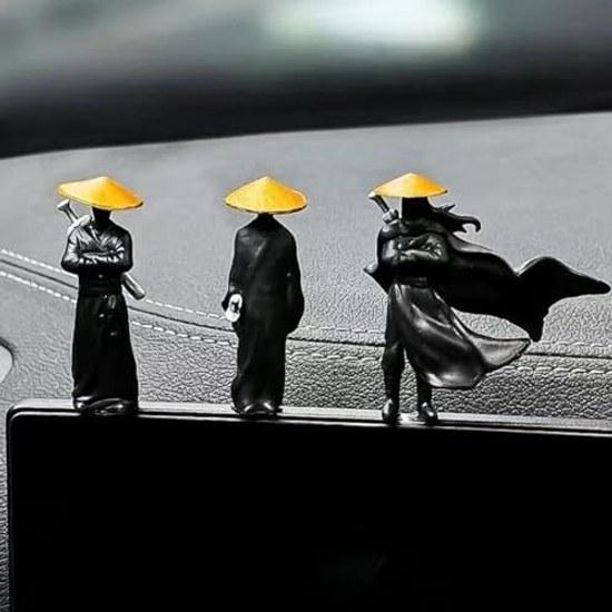 Mini Samurai Figure SetNinjaOrnamentJapanese WarriorDashboardDeskDecoration3 Pieces