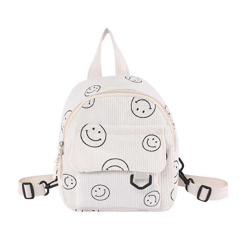 Мини-рюкзак милый смайлик универсальная маленькая косметичка вельветовый студенческий школьный рюкзак
