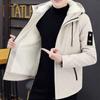 Large Size Men's Autumn Fashion Casual Solid Color Hooded Jacket