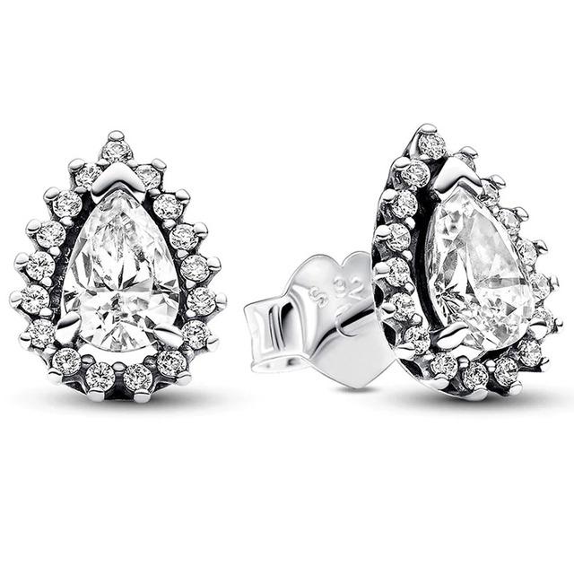 S925 стерлингового серебра сверкающие груши Huggie Row вечность луна звезда серьги-кольца для женщин мода подарок на день рождения ювелирные изделия