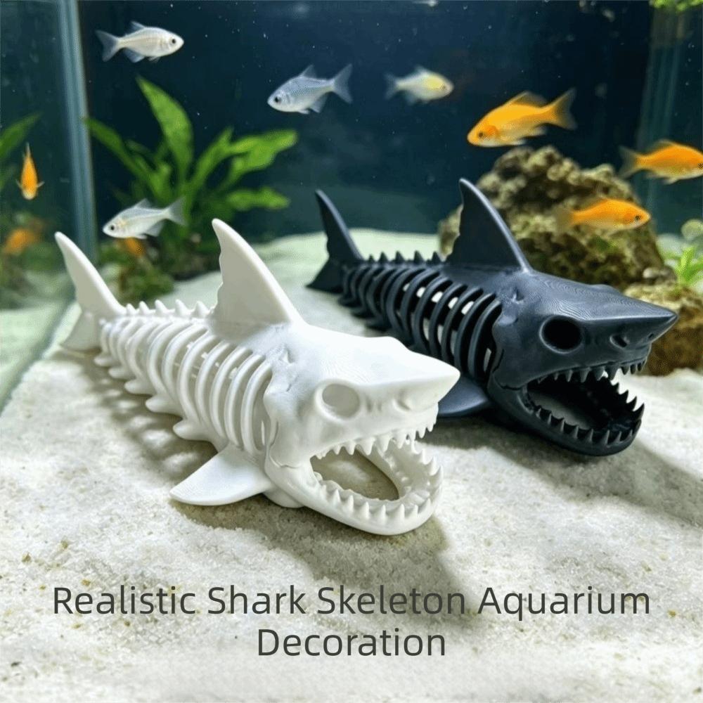 3D Printed Shark Skeleton Hideaway House Unpainted Aquarium Underground Cave Aquarium