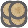 VidaXL Placemats 4 Pcs Natural and Anthracite 38 Cm In Jute and Cotton
