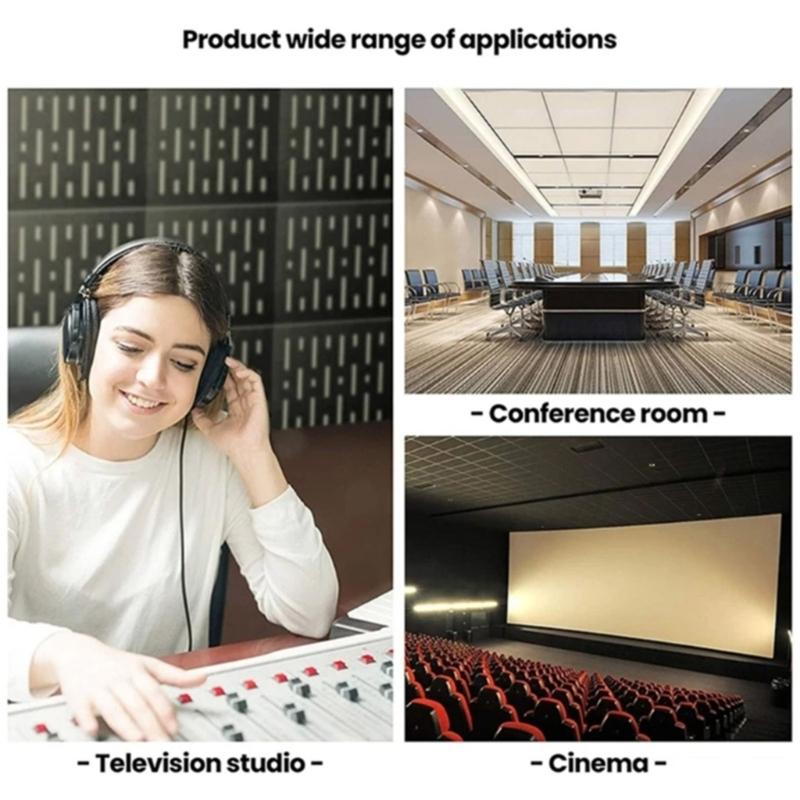 12Pcs Decorative Acoustic Panels Angled Square Peels and Stick Sound Absorbing Panel For Wall Ceiling Enduring