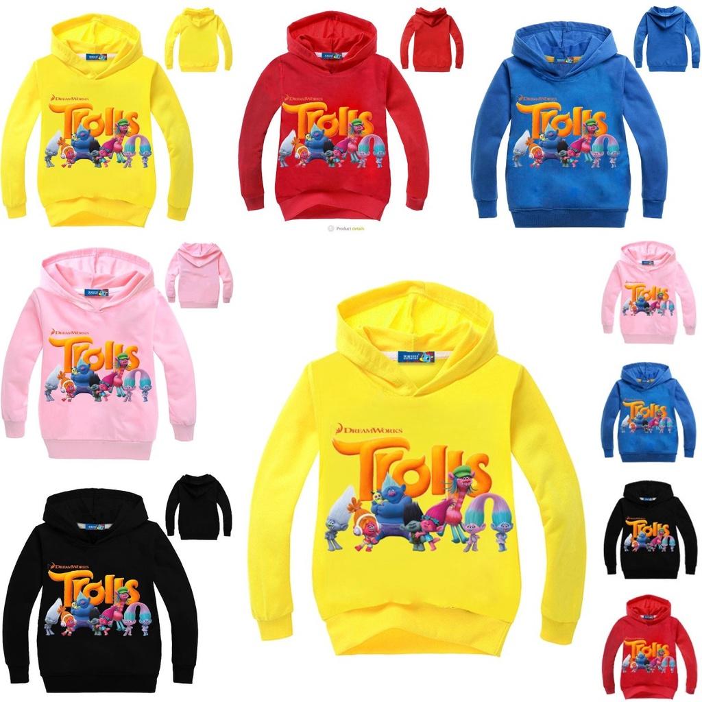 Толстовка с капюшоном Poppy Bobble из мультфильма Dreamworks Trolls для детей Мягкая и стильная хлопковая одежда